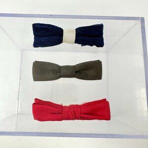 Vintage Royal Rust Resistant Clip On Bow Ties Corduroy Preppy Navy Blue Red Gray